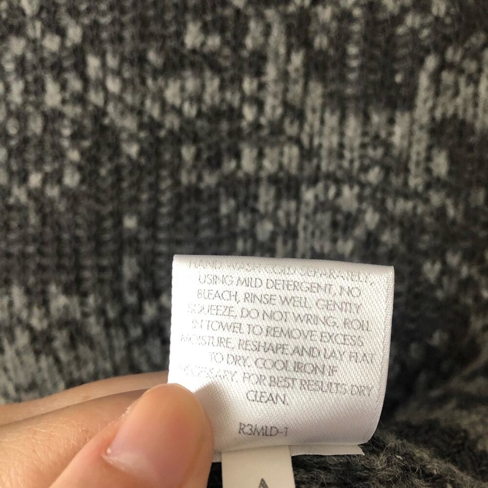 Eileen Fisher Patterned Open-Front Grey Wool Came… - image 6